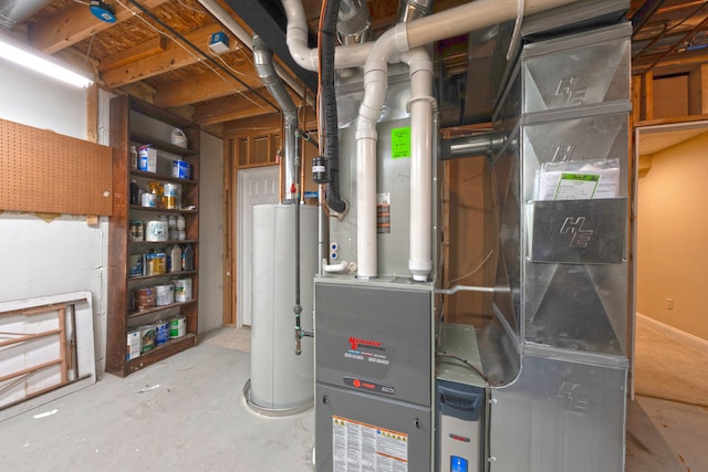 utility room with water heater