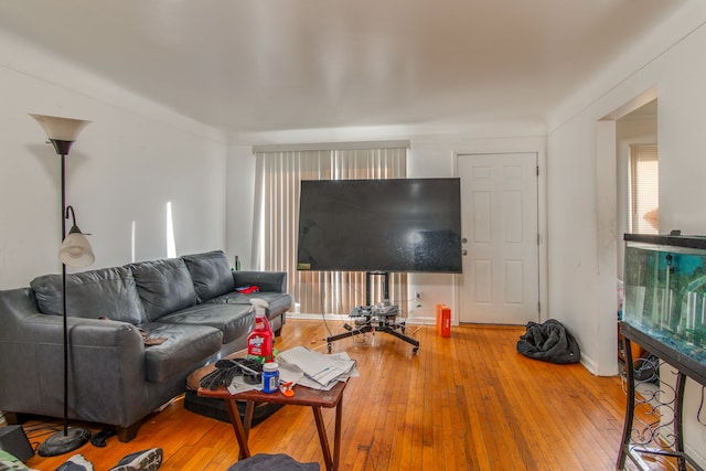 living area with wood-type flooring