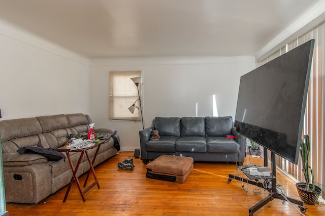 living area with wood-type flooring