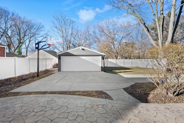 detached garage with fence