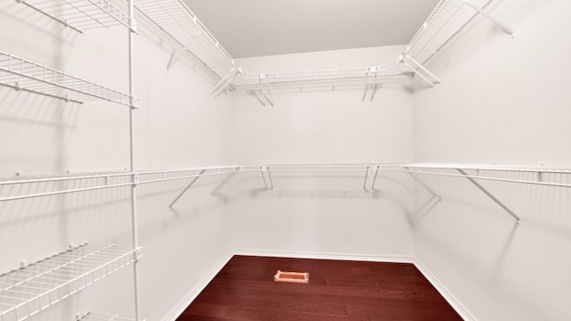 spacious closet with visible vents and wood finished floors