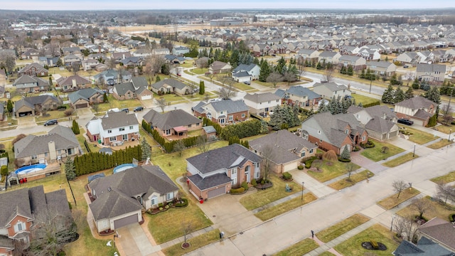 drone / aerial view with a residential view