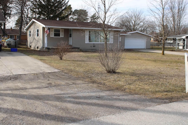 ranch-style house featuring an outbuilding