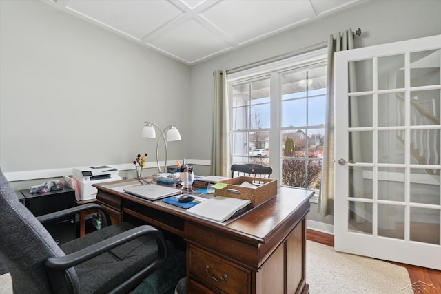 office area with light wood-style floors