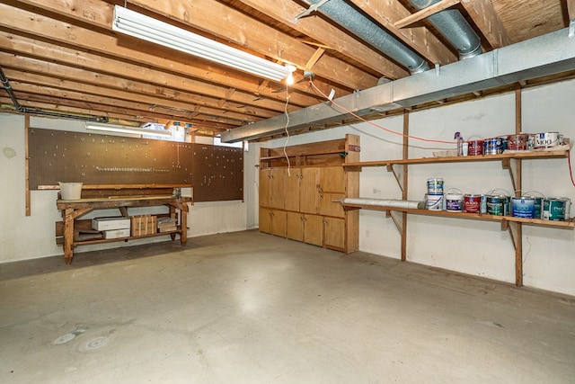 view of unfinished basement