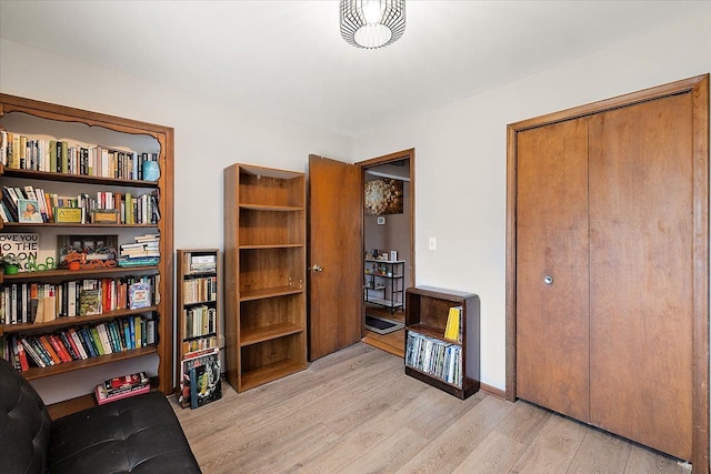 living area featuring light wood-style floors