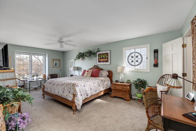 bedroom with carpet floors and ceiling fan