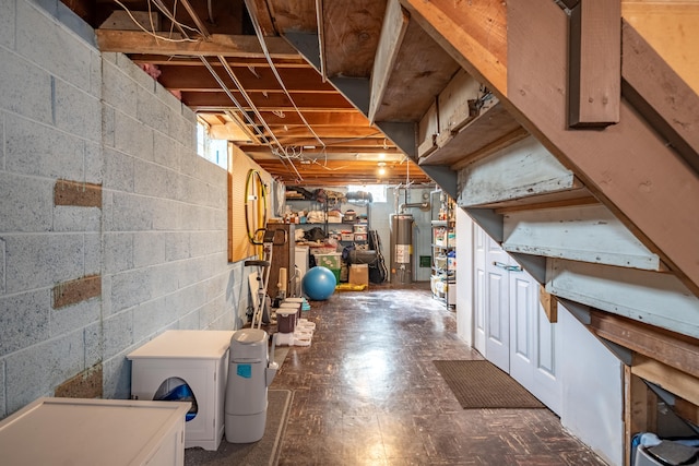 basement with electric water heater