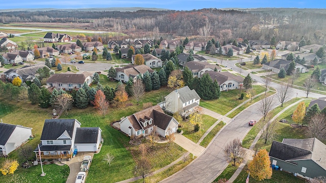 drone / aerial view with a residential view