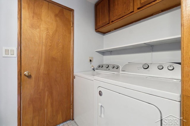 laundry room featuring cabinet space and washing machine and dryer