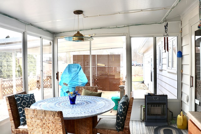 sunroom / solarium with heating unit