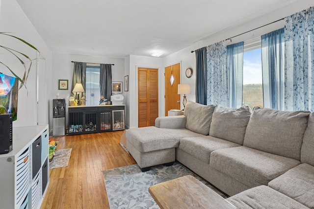 living room featuring light wood-type flooring