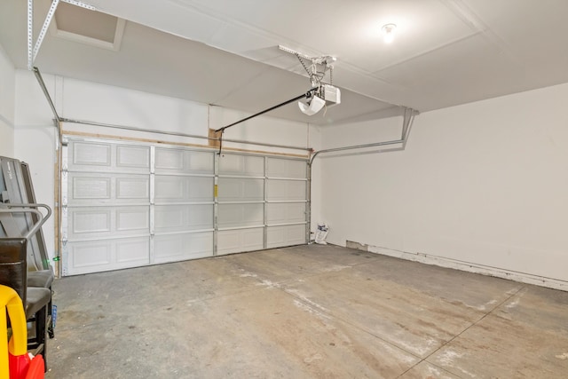 garage with a garage door opener