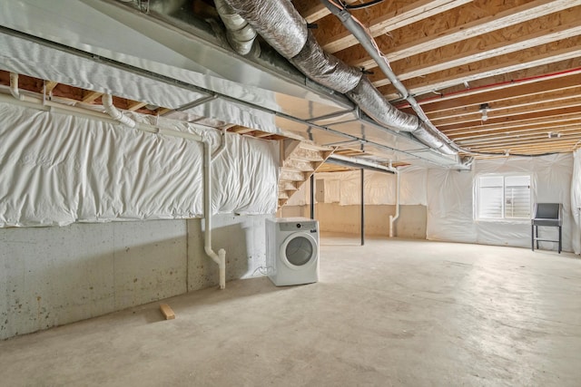 basement featuring washer / clothes dryer