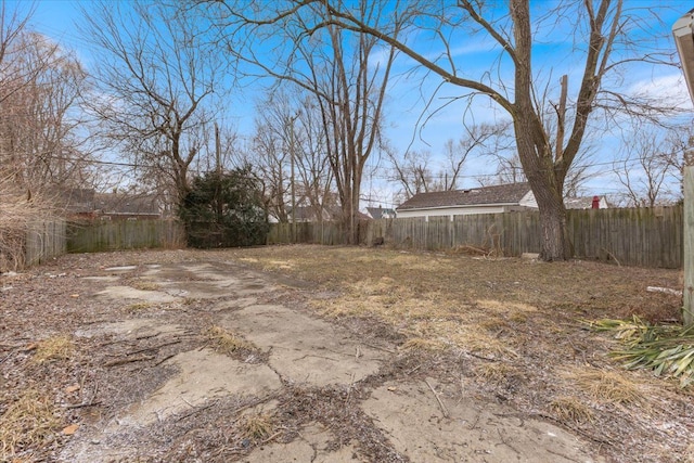 view of yard featuring a fenced backyard