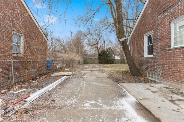 view of yard featuring fence