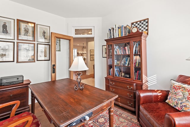 office with wood finished floors