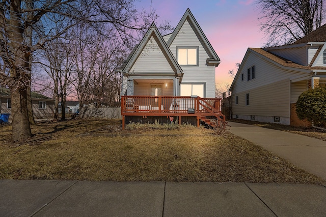 view of front of property featuring a deck