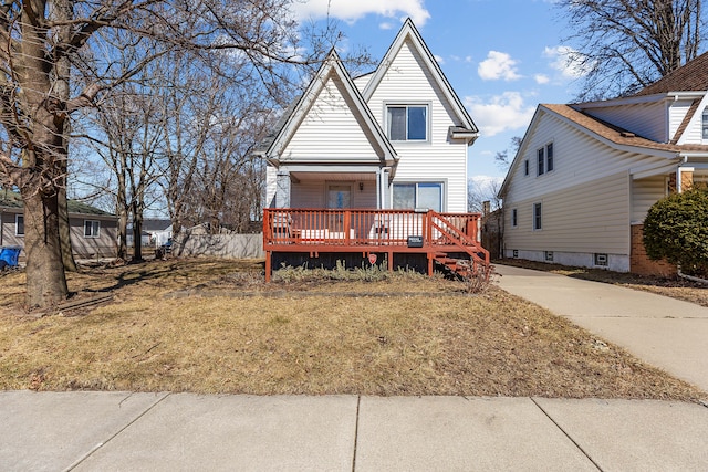 view of front of house with a wooden deck