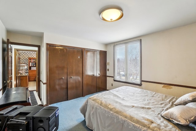 bedroom with a closet and carpet flooring