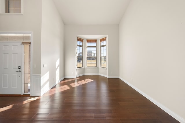 entrance foyer with baseboards and wood finished floors