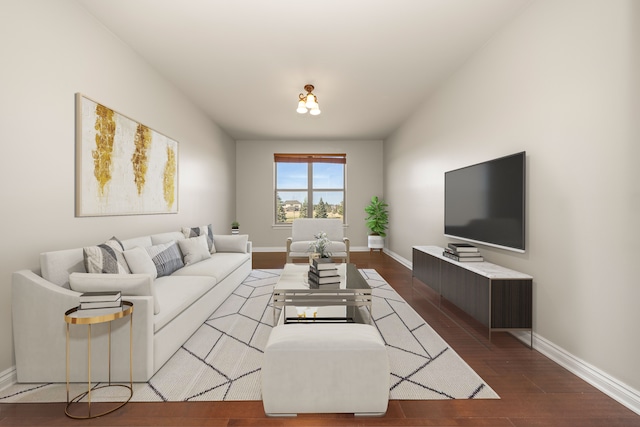 living room with wood finished floors and baseboards