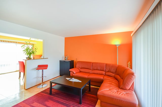 living room featuring tile patterned floors