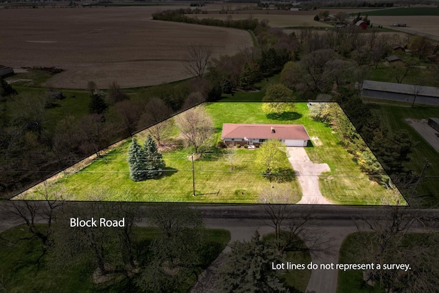 aerial view with a rural view