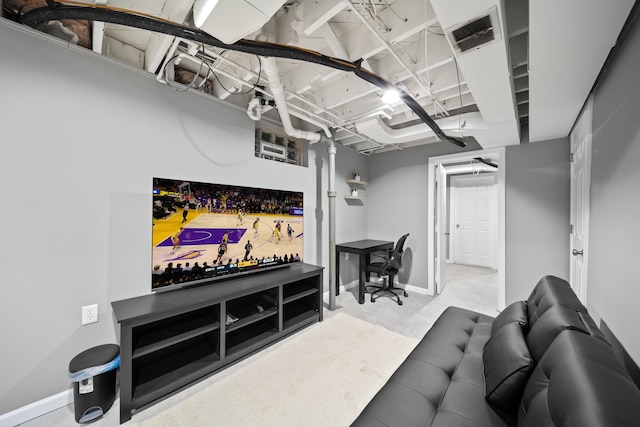 living room featuring visible vents and baseboards