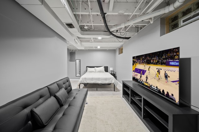 bedroom featuring visible vents and baseboards