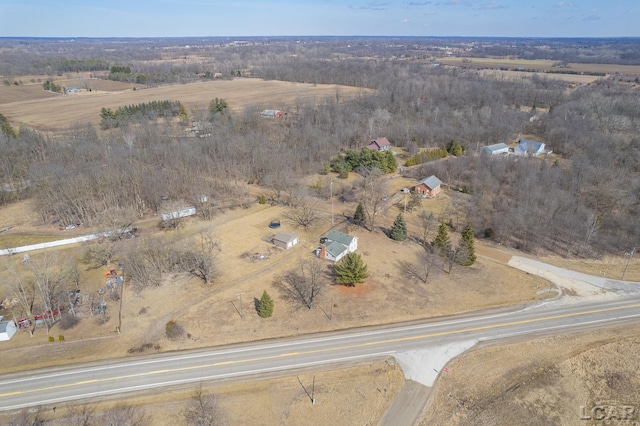 drone / aerial view with a rural view