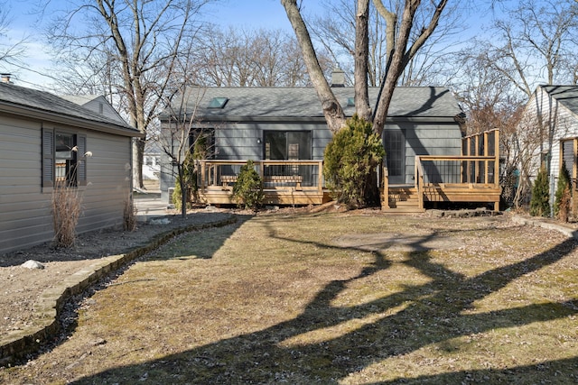 view of yard featuring a wooden deck