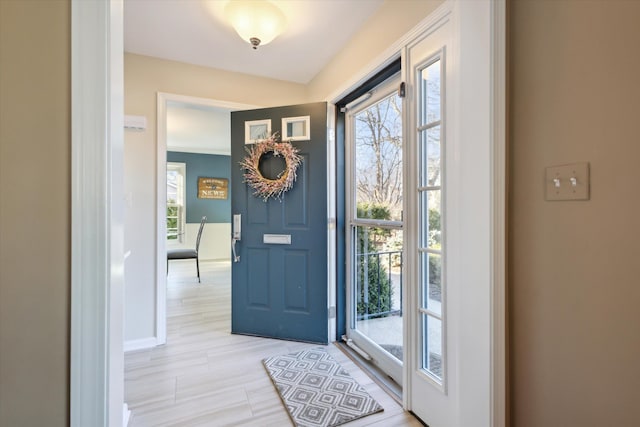 foyer with baseboards and plenty of natural light