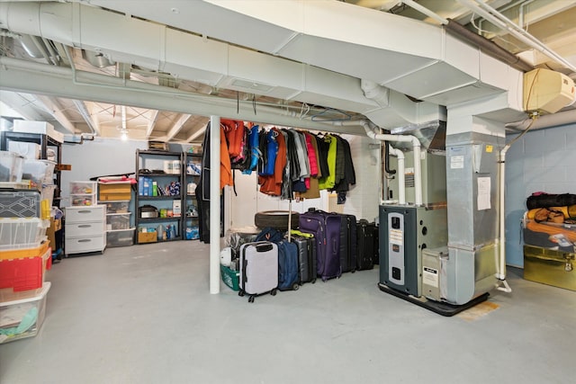 unfinished basement with heating unit