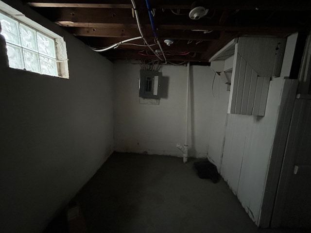 basement with electric panel