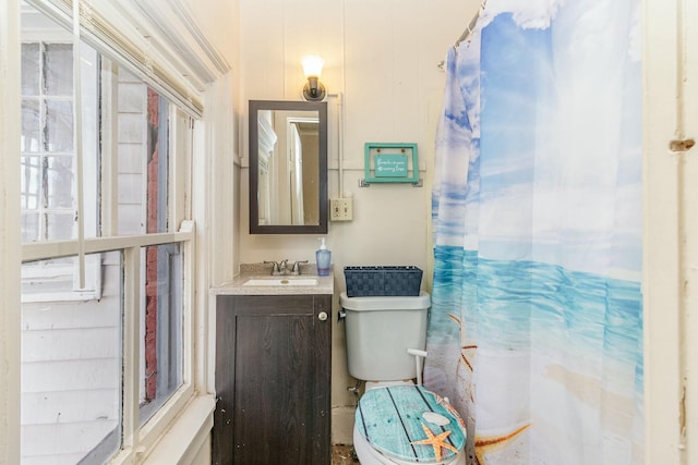 bathroom with toilet and vanity