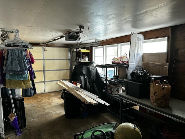 garage with a garage door opener