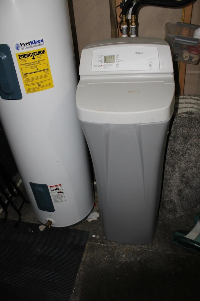 utility room featuring electric water heater