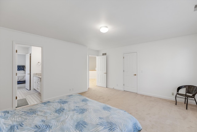 1265 Water Cliff Dr, Bloomfield Hills, MI 48302 - bedroom featuring light colored carpet and ornamental molding