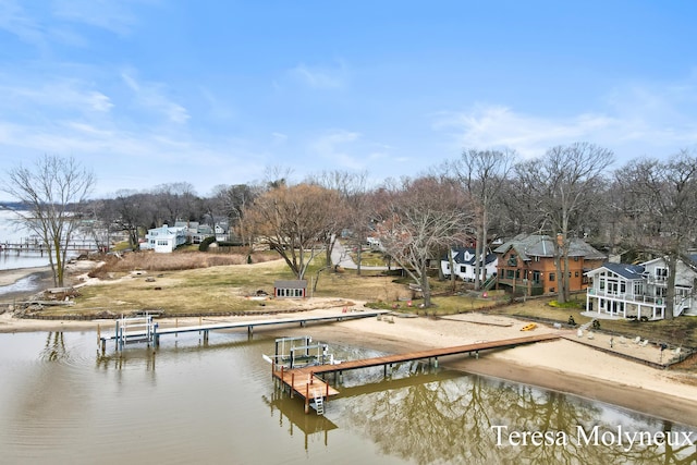 view of dock featuring a water view