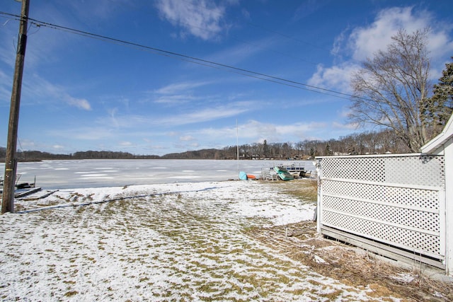 view of yard covered in snow