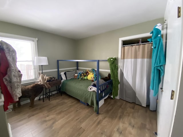 bedroom featuring wood finished floors