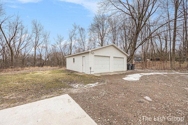 view of detached garage