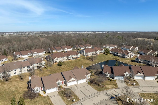 drone / aerial view with a residential view