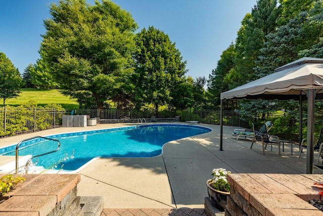 view of swimming pool featuring a patio area, a fenced in pool, and a fenced backyard