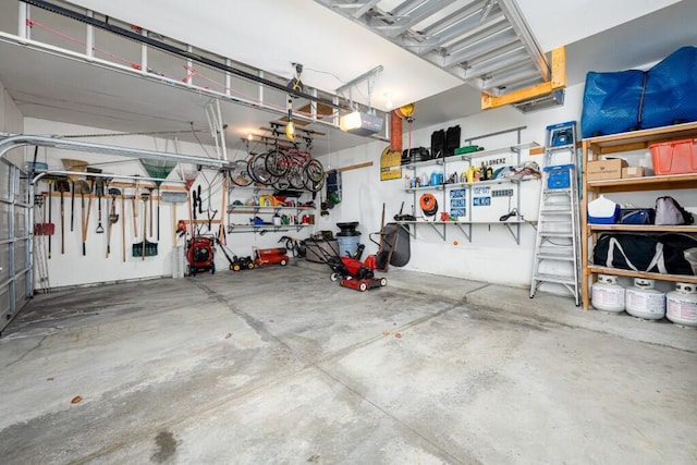 garage with a garage door opener