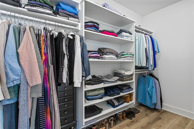 spacious closet with wood finished floors