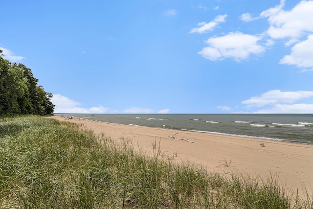 view of water feature featuring a view of the beach