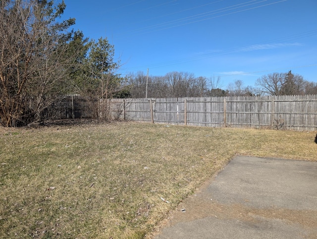 view of yard with a patio area and fence