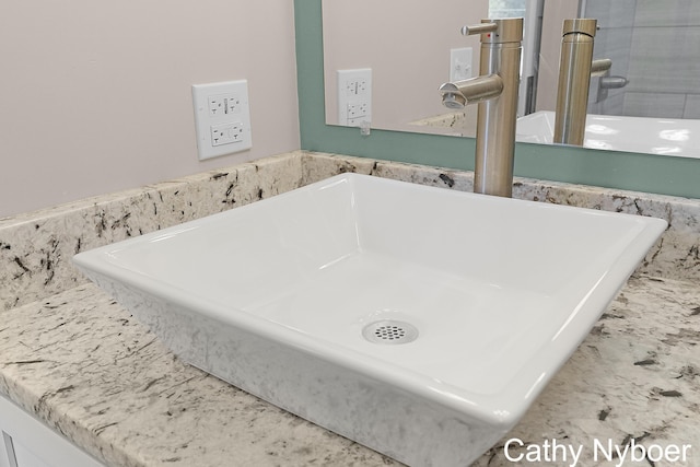 details featuring a freestanding bath and a sink